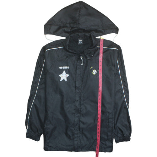 Errea Men's Black L Hooded Rain Jacket Football Sports Coat