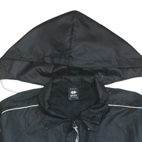 Errea Men's Black L Hooded Rain Jacket Football Sports Coat