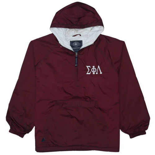 Charles River Apparel Men's Red Hooded 1/4 Zip Anorak Jacket Size M