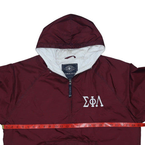 Charles River Apparel Men's Red Hooded 1/4 Zip Anorak Jacket Size M