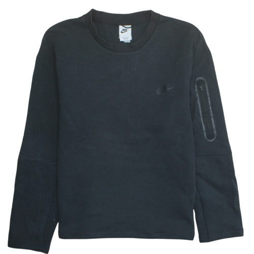 Nike Women Black L Sweatshirt Crew Neck Long Sleeve Fleece Cotton
