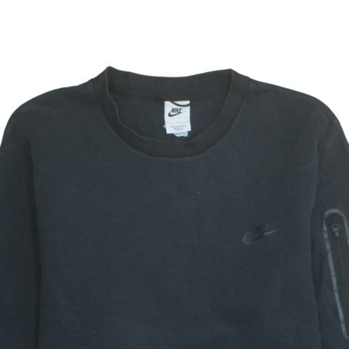 Nike Women Black L Sweatshirt Crew Neck Long Sleeve Fleece Cotton