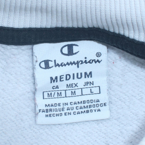 Champion Women Black & White Colourblock Crew Neck Sweatshirt Medium