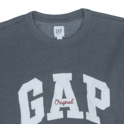 GAP Men's Grey Crew Neck Logo Pullover Sweatshirt Size S