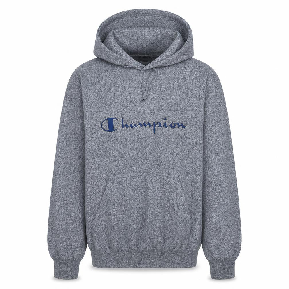 Champion Men's Grey Pullover Hoodie L Logo Sportswear Fleece