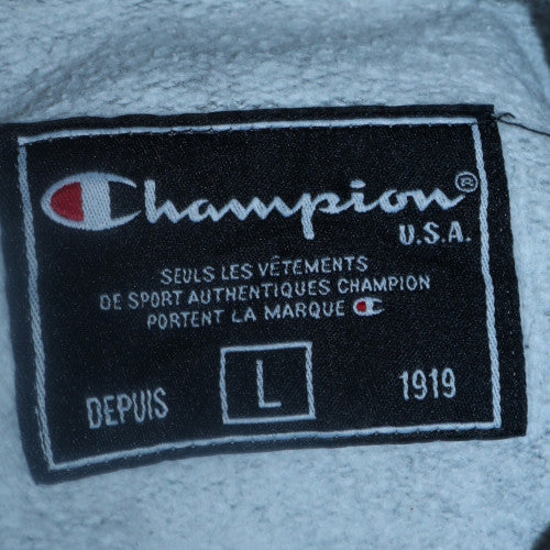 Champion Men's Grey Pullover Hoodie L Logo Sportswear Fleece