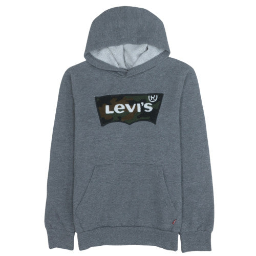 Levi's Boys Grey Pullover Hoodie 16 Years Camo Logo Fleece Sweatshirt