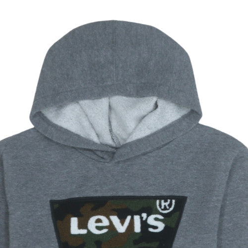Levi's Boys Grey Pullover Hoodie 16 Years Camo Logo Fleece Sweatshirt