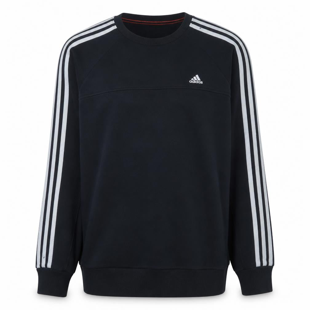 Front view of Adidas Men's Black Crew Neck Pullover Sweatshirt M