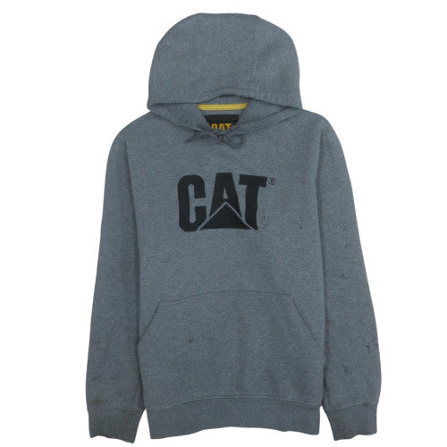 CAT Men's Grey Pullover Hoodie Size L Fleece Workwear