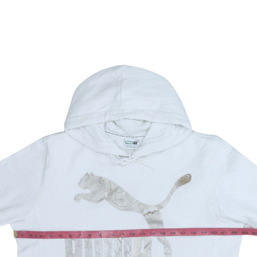 Puma Women's White L Pullover Hoodie with Logo Print