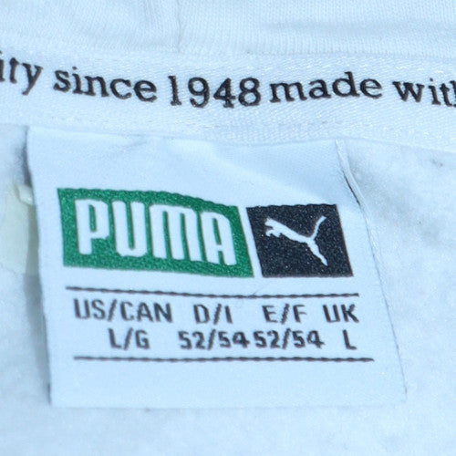 Puma Women's White L Pullover Hoodie with Logo Print