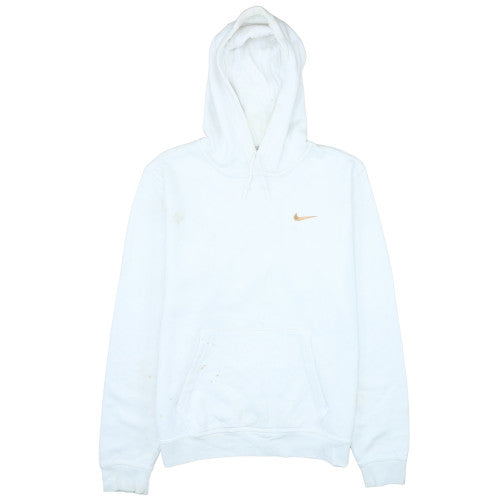 Nike Mens White Pullover Hoodie Size L Regular Fit Logo Fleece