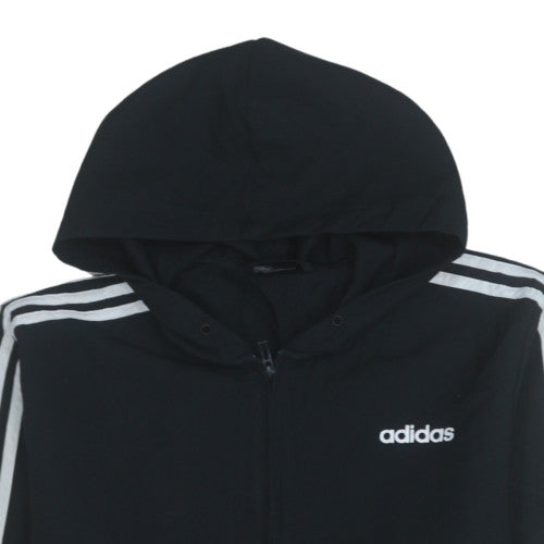 Adidas Men's Black L Hooded Full Zip Sports Jacket