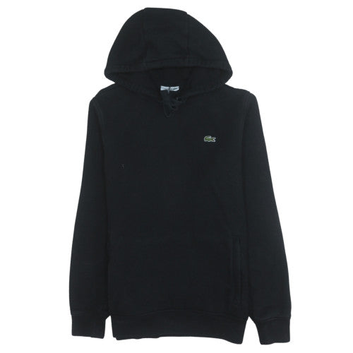 Lacoste Men’s Black Pullover Hoodie Size M Logo Fleece Sweatshirt