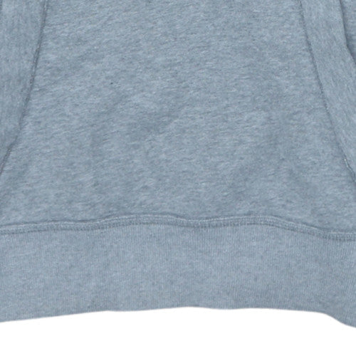 Hollister Men Grey Henley Hoodie L Fleece Logo Pullover Excellent