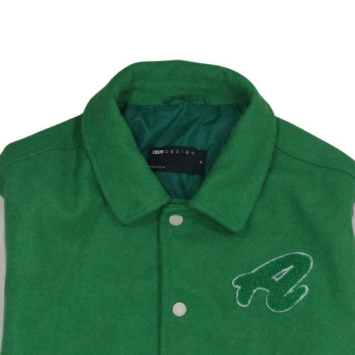 ASOS DESIGN Men's Green Varsity Jacket M Wool Blend Casual