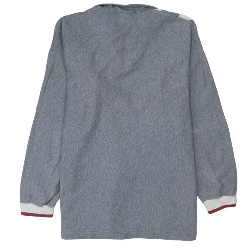 Lacoste Men Grey Striped 1/4 Zip Henley Sweatshirt Size L