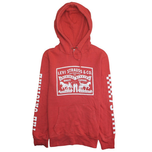 Levi's Mens Red Pullover Hoodie Medium Logo Fleece Sweatshirt