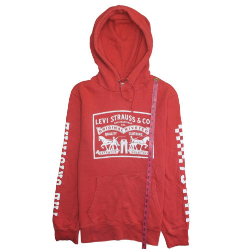 Levi's Mens Red Pullover Hoodie Medium Logo Fleece Sweatshirt