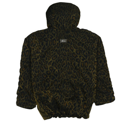 High Society Women Brown Leopard Faux Fur Hooded Anorak Jacket M