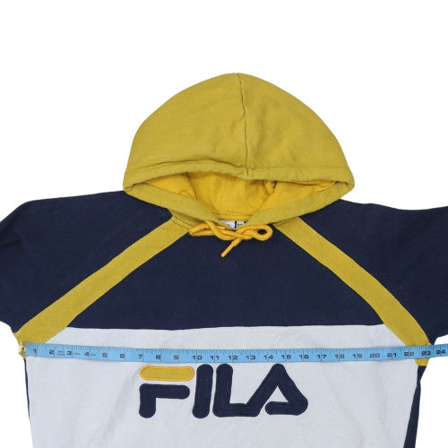 Fila Womens Navy Yellow Colourblock Pullover Hoodie Size M