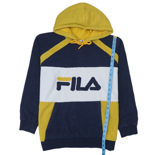 Fila Womens Navy Yellow Colourblock Pullover Hoodie Size M