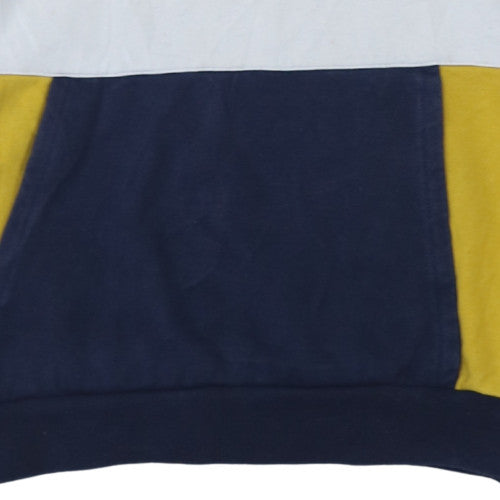 Fila Womens Navy Yellow Colourblock Pullover Hoodie Size M