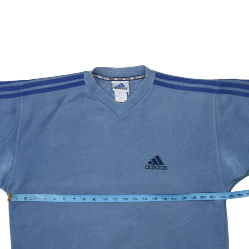 Adidas Men's Blue V-Neck Pullover Sweatshirt L Retro Sports Fleece