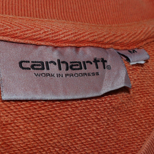 Carhartt Men's Orange Embroidered Logo Crew Neck Cotton Sweatshirt M