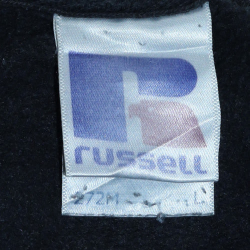 Russell Mens Black V-Neck Pullover Sweatshirt L Embroidered Logo