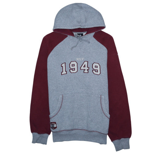 Adidas Men's Grey Burgundy Pullover Hoodie Size L Graphic 1949 Sports Style