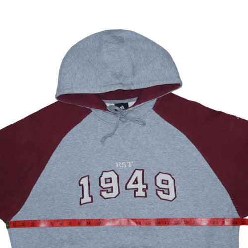 Adidas Men's Grey Burgundy Pullover Hoodie Size L Graphic 1949 Sports Style