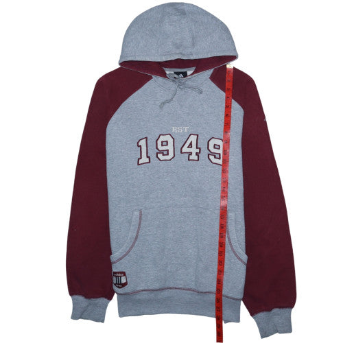 Adidas Men's Grey Burgundy Pullover Hoodie Size L Graphic 1949 Sports Style
