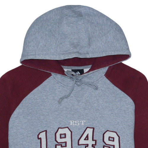 Adidas Men's Grey Burgundy Pullover Hoodie Size L Graphic 1949 Sports Style