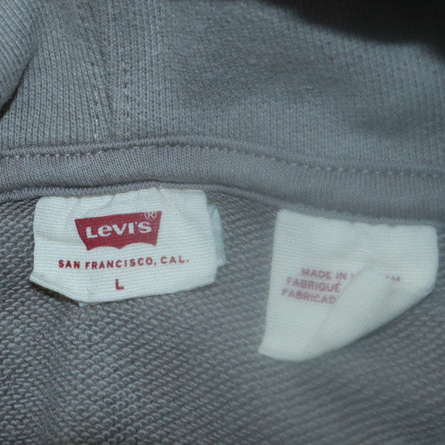 Levi's Women's Grey Pullover Hoodie L Cotton Graphic Print