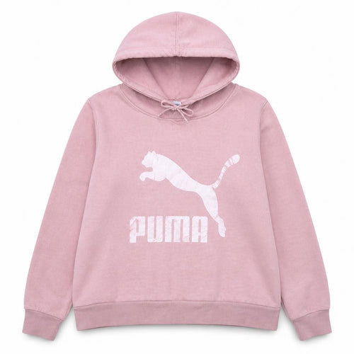 Puma Women Pink Pullover Hoodie L Hooded Sweatshirt Casual