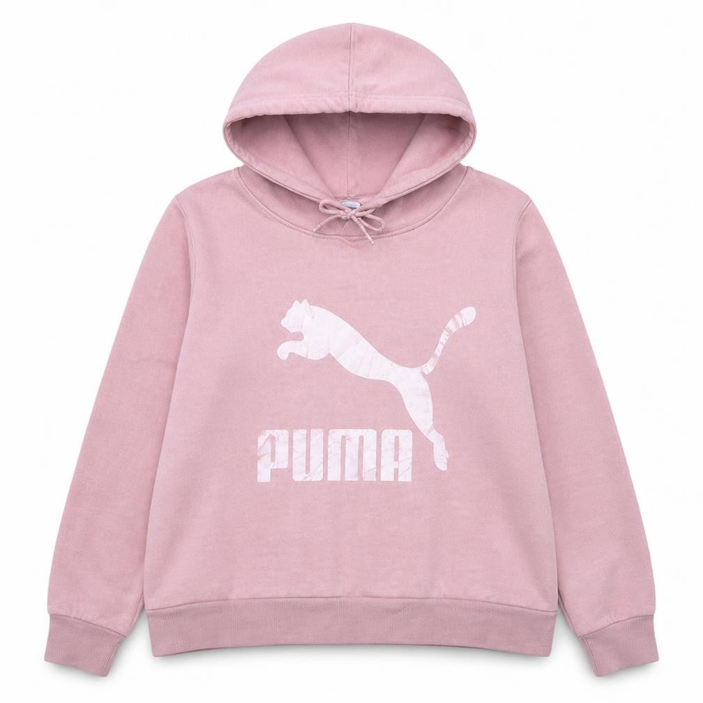 Puma Women Pink Pullover Hoodie L Hooded Sweatshirt Casual