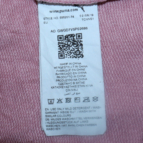 Puma Women Pink Pullover Hoodie L Hooded Sweatshirt Casual