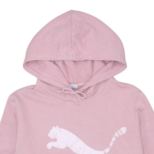 Puma Women Pink Pullover Hoodie L Hooded Sweatshirt Casual