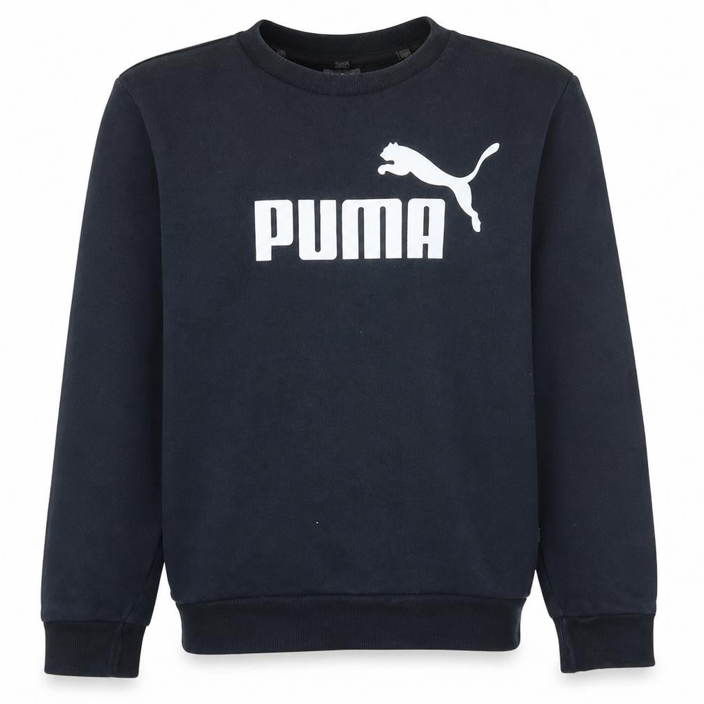 Front view of Puma Men's Black XS Pullover Sweatshirt Crew Neck Graphic Sportswear