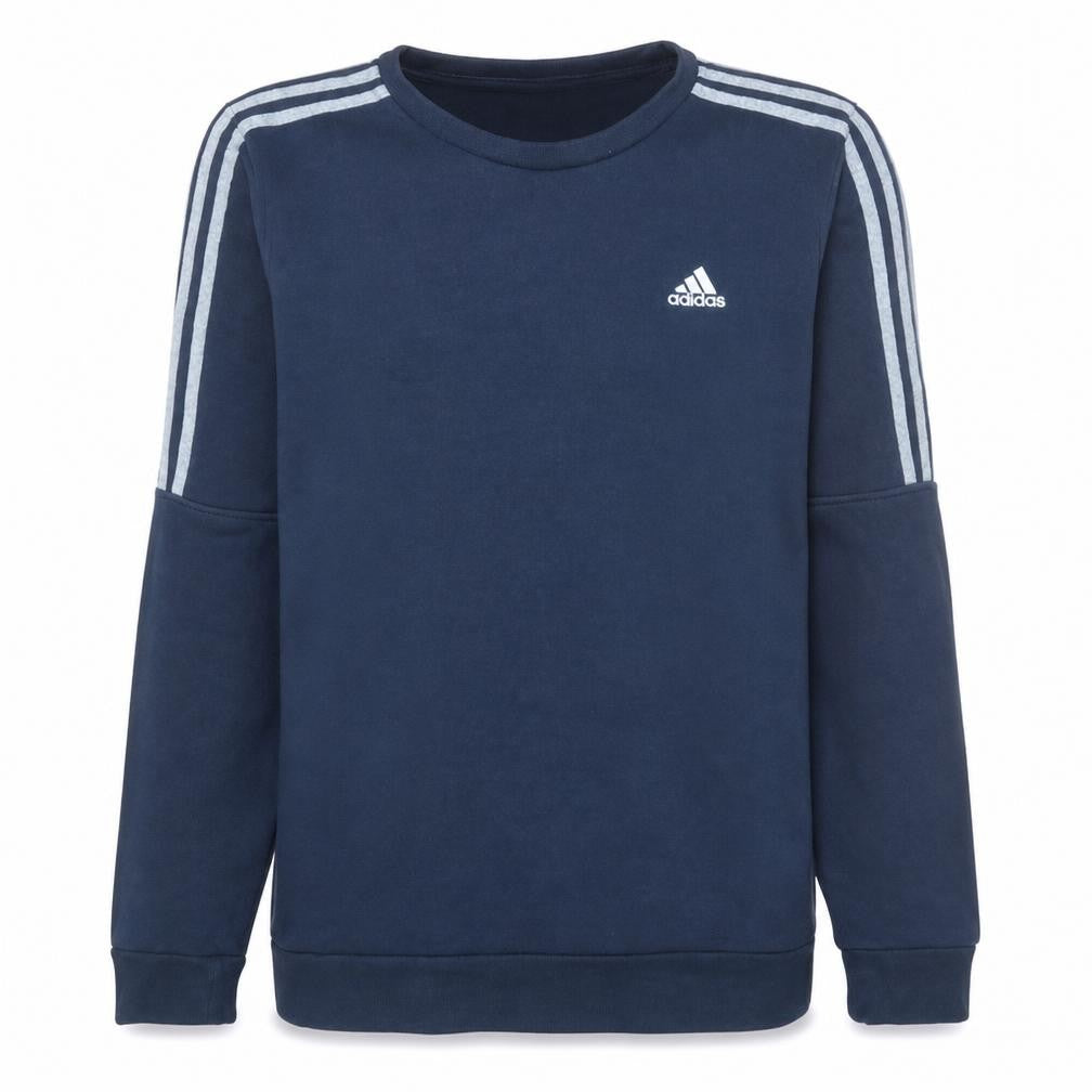 Front view of Adidas men’s navy blue crew neck long sleeve sweatshirt m