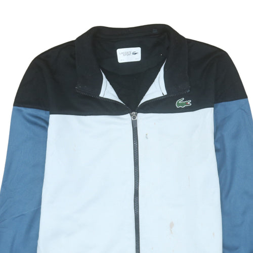 Lacoste Sport Men's Blue Black Track Jacket Size S Full Zip Polyester