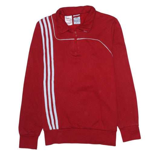 Adidas Boys Red 1/2 Zip Sweatshirt 164cm Cotton Blend Long Sleeve
