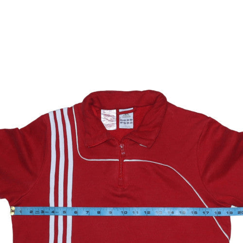 Adidas Boys Red 1/2 Zip Sweatshirt 164cm Cotton Blend Long Sleeve