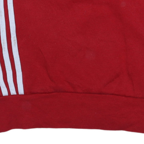 Adidas Boys Red 1/2 Zip Sweatshirt 164cm Cotton Blend Long Sleeve