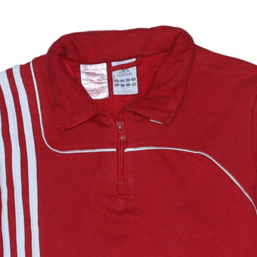 Adidas Boys Red 1/2 Zip Sweatshirt 164cm Cotton Blend Long Sleeve