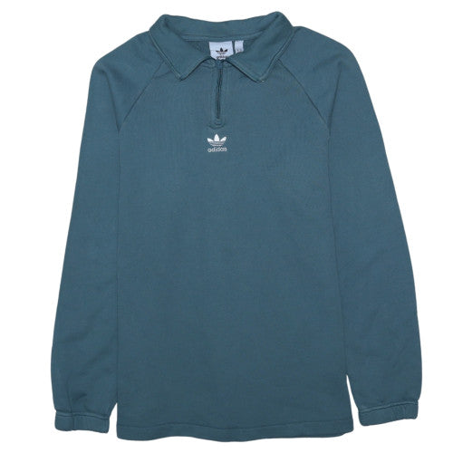 Adidas Mens Blue 1/4 Zip Collared Henley Sweatshirt Size M
