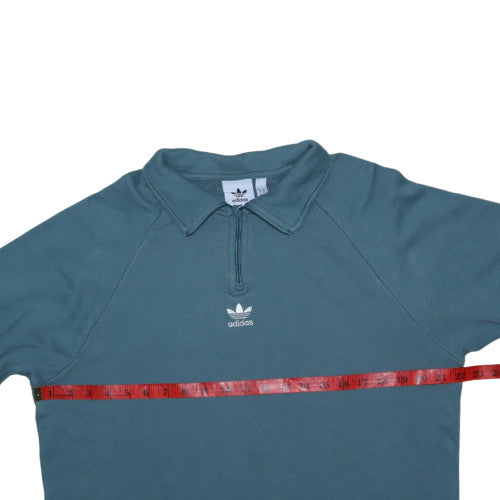 Adidas Mens Blue 1/4 Zip Collared Henley Sweatshirt Size M
