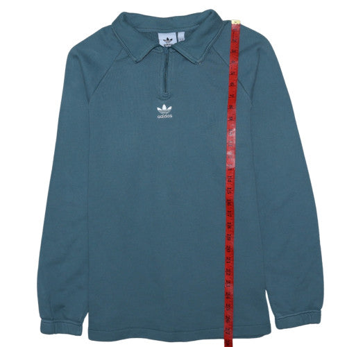 Adidas Mens Blue 1/4 Zip Collared Henley Sweatshirt Size M